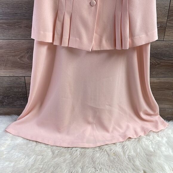 JULIAN TAYLOR Womens Vintage Pink Button Front Peplum Dress A-Line Size 14 - Picture 7 of 12